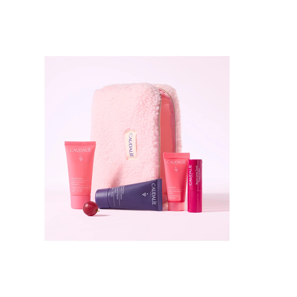 Caudalie Limited Edition Travel Pouch Promo Με VinoHydra Moisturizing Gel 30ml + Deep Hydration Moisturizer 15ml + Tinted Lips Balm 4.5gr + Density & Volume Sampoo 30ml & Gift 1 pouch