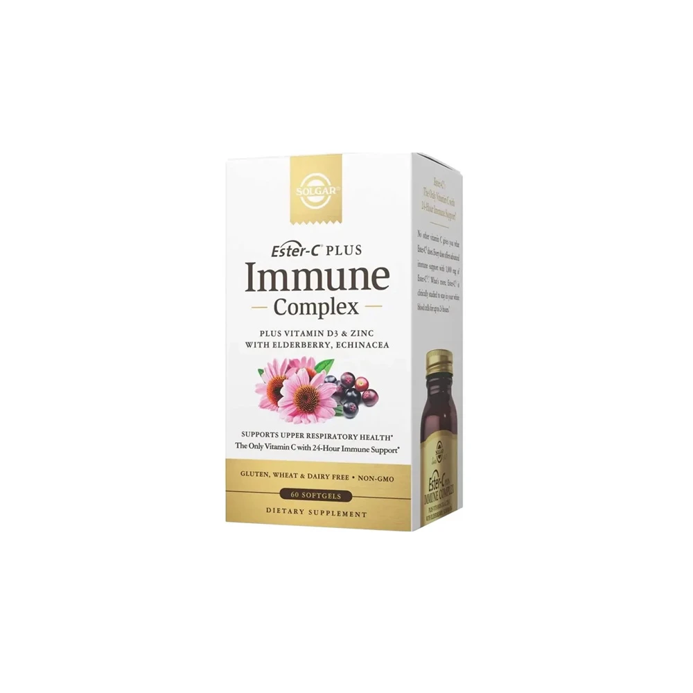 Solgar Ester-C Plus Immune Complex Dietary Supplement for Immune System Support 60 softgels