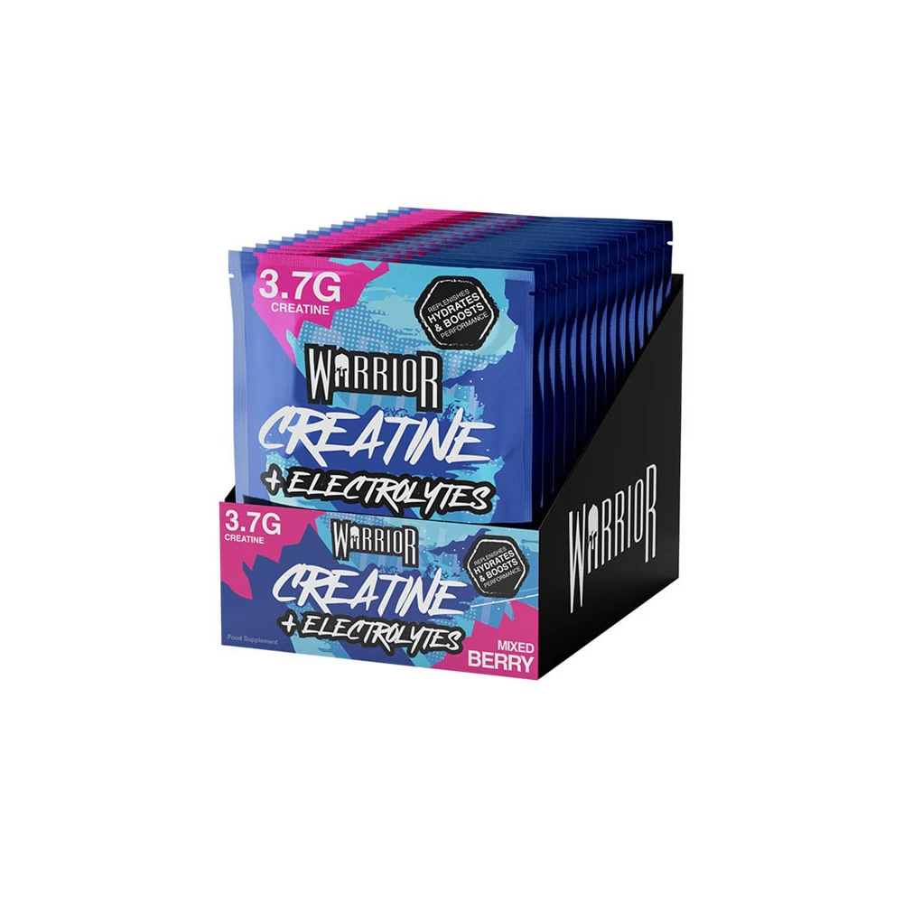 Warrior Creatine Plus Electrolytes Mixed Berry Κρεατίνη Mε Ηλεκτρολύτες Με Γεύση Μούρα 15 φακελίσκοι 